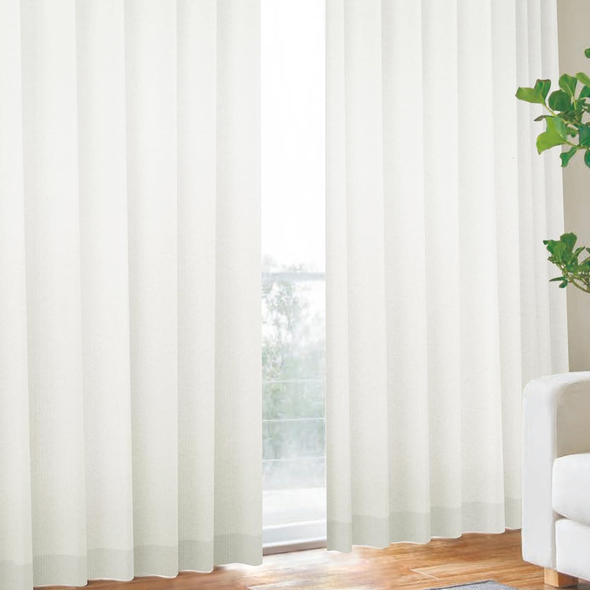 [カーテンくれない] 節電対策に「困った時はこれ一枚」 二重レースカーテン 断熱 遮熱 保冷 UVカット率【99.3%】 昼夜目隠し 二枚仕立て 色：ホワイト サイズ：(幅)100×(丈)176cm×