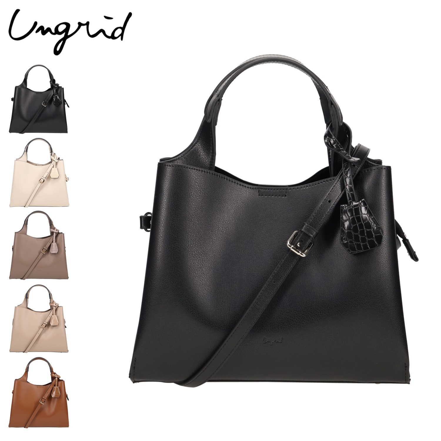 ショルダーバッグ ハンドバッグ レディース 斜めがけ 大人 軽量 クロコキーチャーム付 UNG-54030B