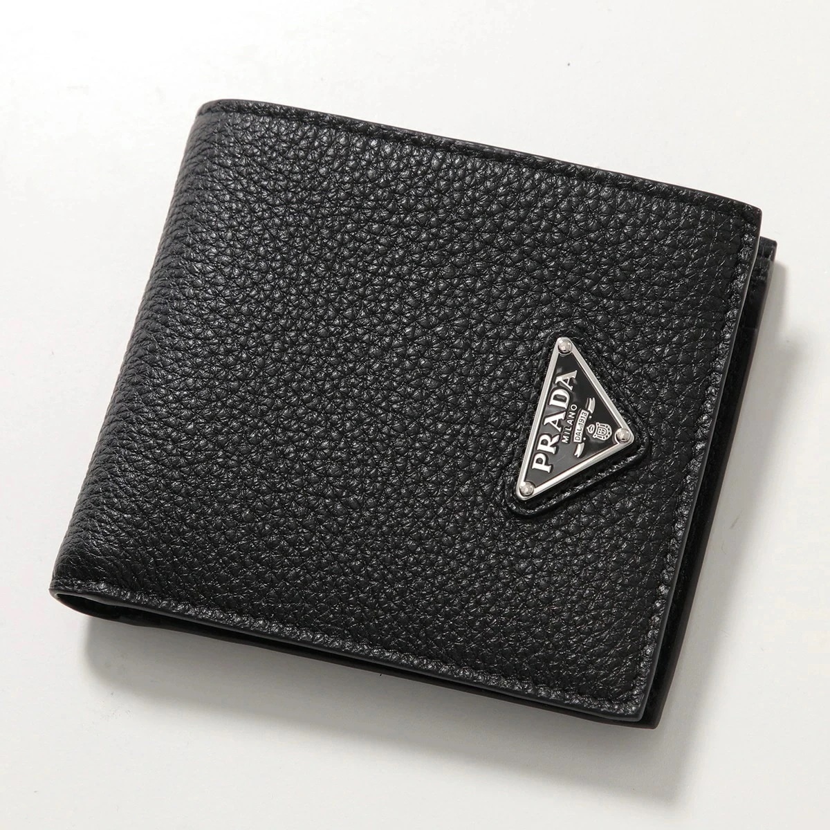 PRADA プラダ 二つ折り財布 2MO738 2E54 メンズ レザー 小銭入れあり ミニ財布 トライアングルロゴ F0002/NERO
