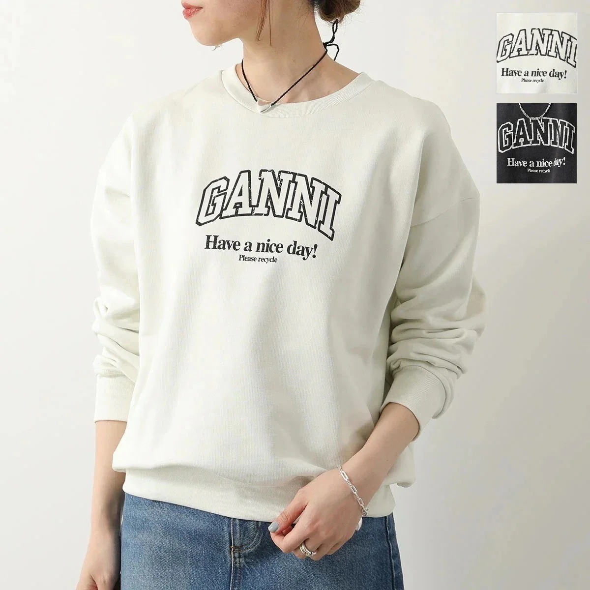 GANNI ガニー スウェットシャツ ISOLI GANNI OVERSIZED SWEATSHIRT T3871 T3872 T4013 T4014 レディー】 【mega】