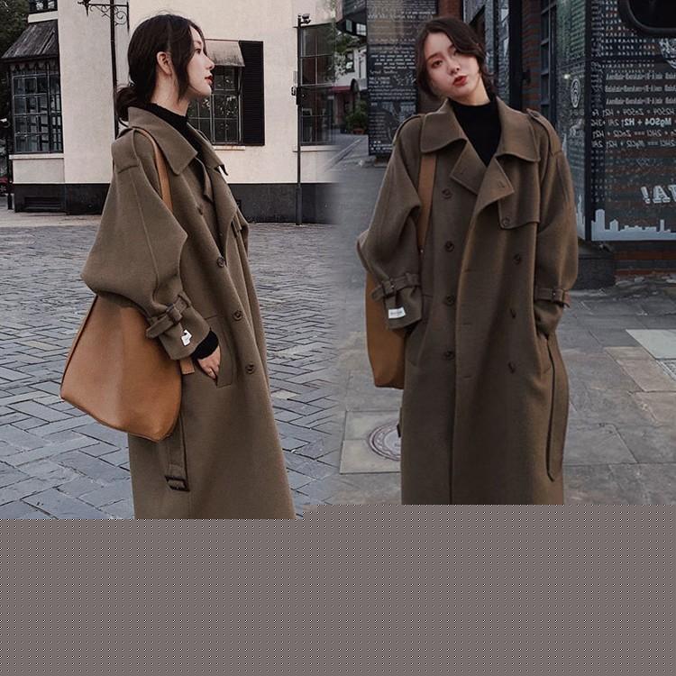 ラシャコート コート ジャケット レデイース 秋冬40代ダブルコート ベルト付き 韓国風 ロング丈 ダブルコートきれいめ長袖アウター カジュアルウエア 着痩せ