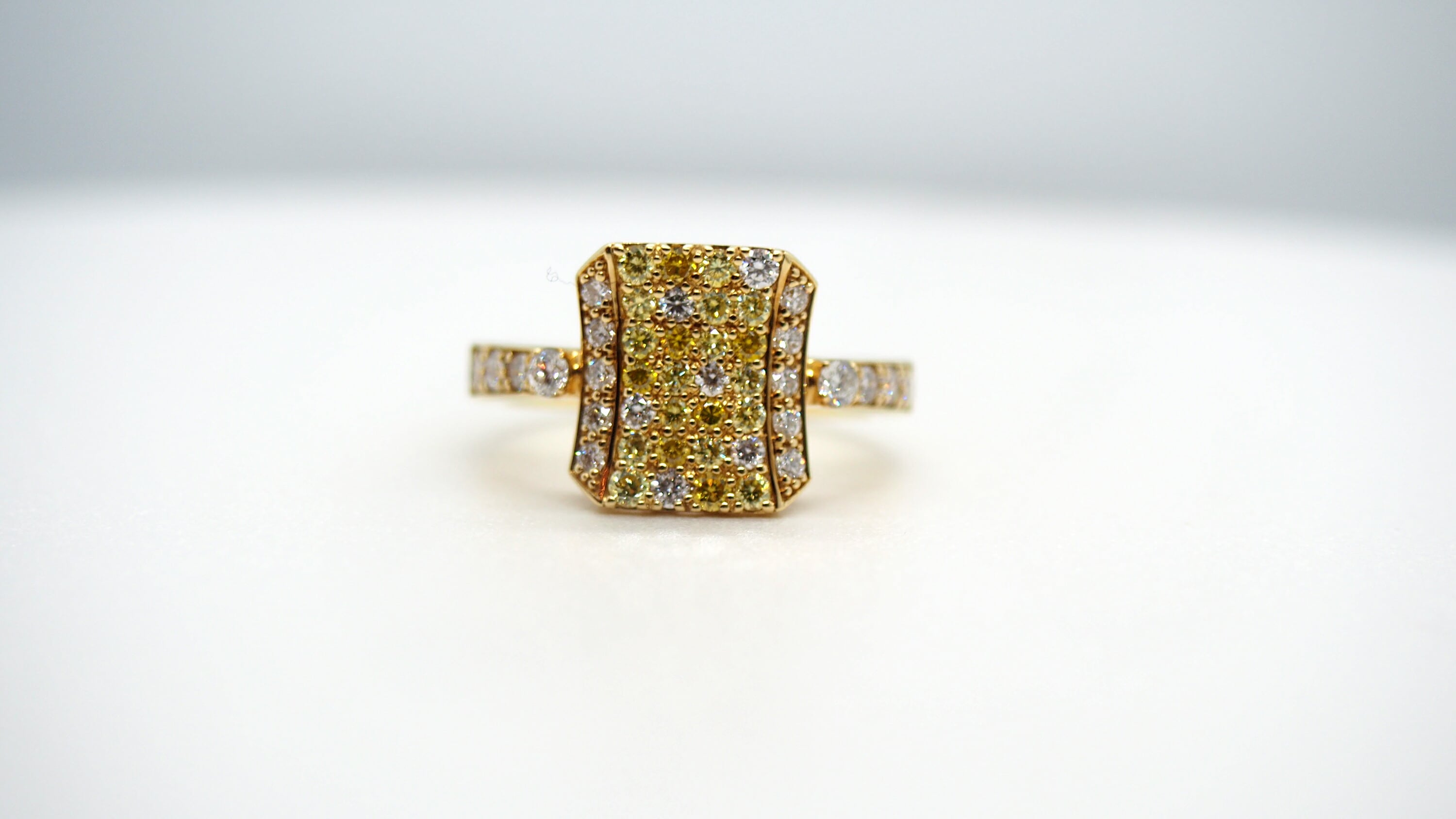 リング イエローダイヤモンド 0.38ct ダイヤモンド 0.50ct K18YG