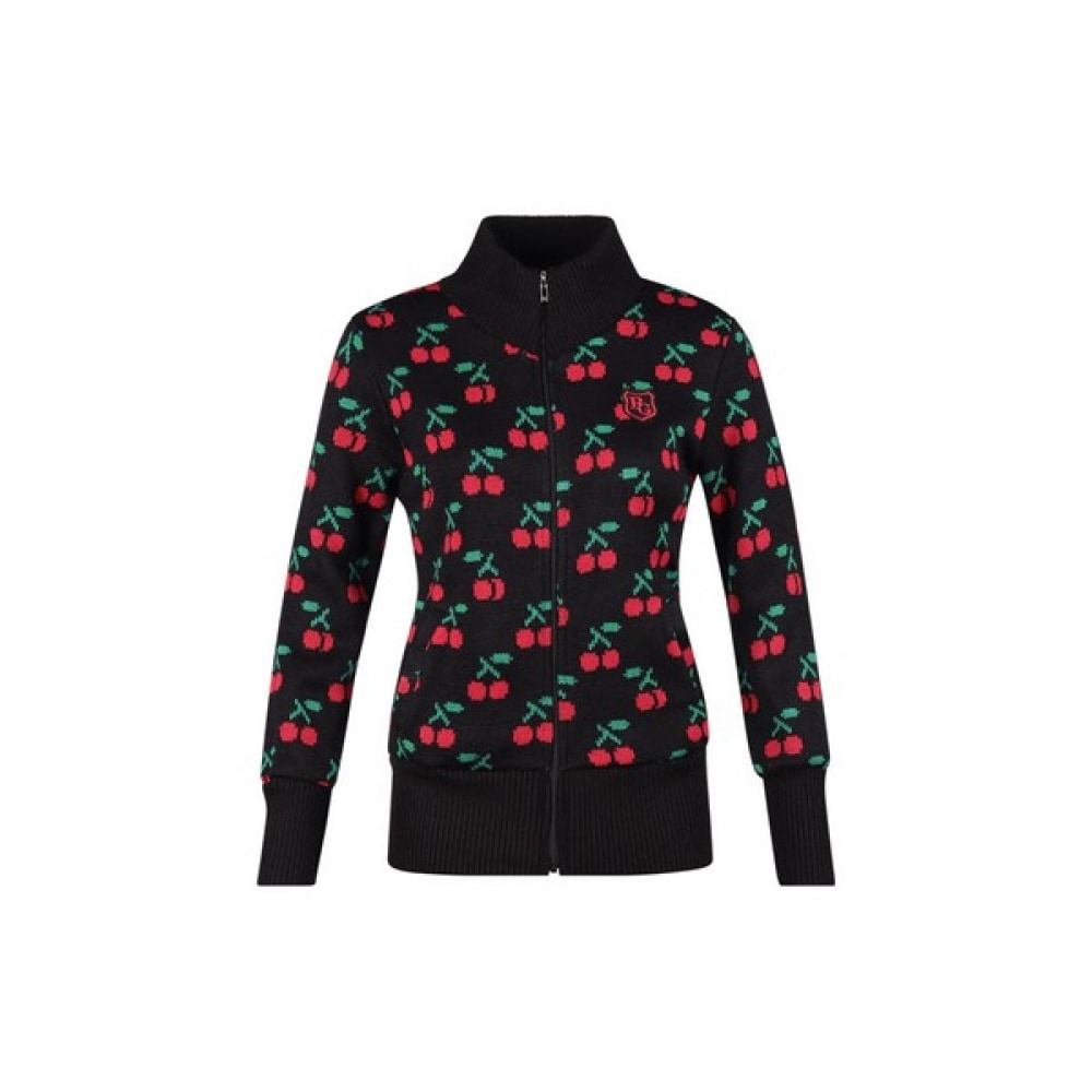 (ラックスゴルフ) ラックスゴルフ PG ゴルフクラブレディースチェリー柄フルジップアップニットジャンパー JB4A846W