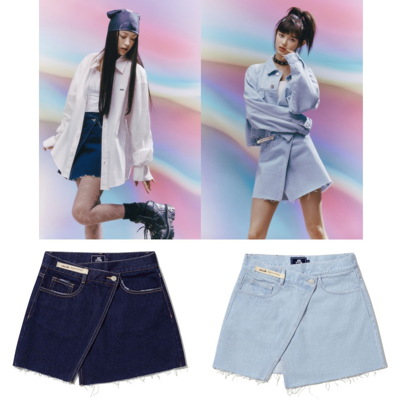 【NewJeans O!Oi】オーアイオーアイデニムラップスカートRAW EDGE WRAP SKIRT