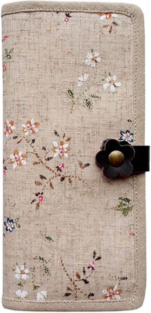 【20%OFFクーポン】花柄 財布 レディース 大人 長財布 2つ折り ボタン ジッパー 大きい 帆布 軽量 薄い 大容量 レシートと小銭 カード入れ 多機能 使いやすい お手頃 マチ付き 上品 ファ