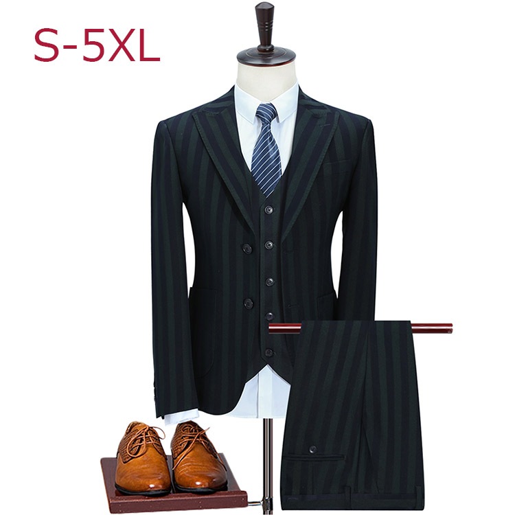 大きいサイズメンズスーツ３ピーススリーピーススーツメンズストライプ柄ボーダー秋冬秋物春物ダークグリーンオリーブ結婚式入学式卒業式二次会パーティーカジュアルセットアップスーツベスト付き細身成人式成人の日