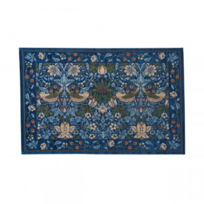川島織物セルコン Morris Design Studio イチゴドロボウ マット 約60×90cm FH1709A B ブルー