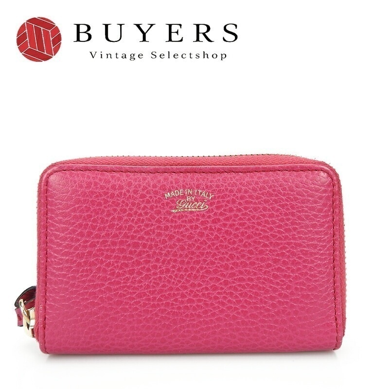 中古 GUCCI グッチ 368877 ラウンドファスナー コインケース スィング ジッピー ジップ ZIPP ピンク系 レザー 革 可愛い 小物 coincase【中古】