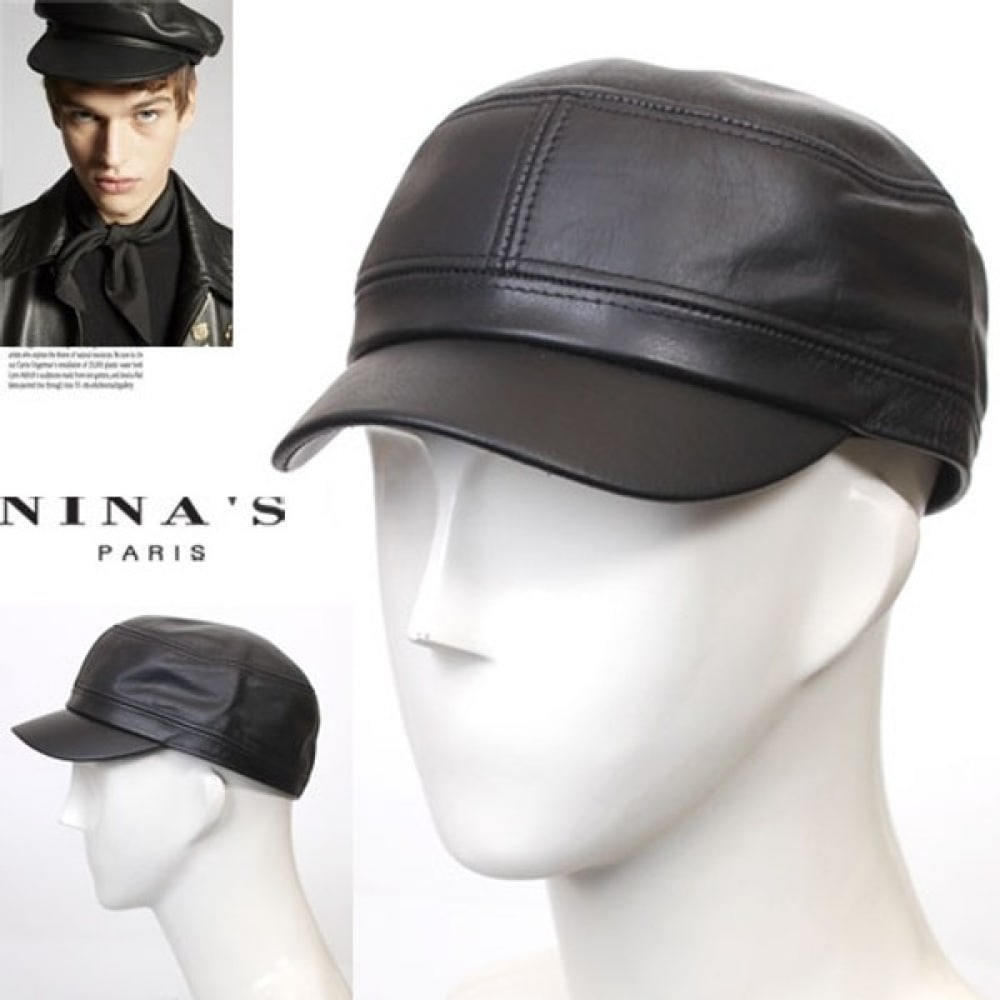 (ニナスパリ) 4サイズ_シンプルスタイルメンズレザーブリムハット (8SH108)