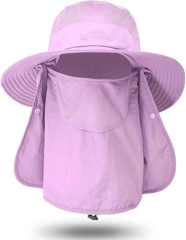 農園帽 男女兼用 つば広 日除け帽子 パープル外線対策 花ピンク対策 春夏秋 通気性 軽量 速乾防水 軽薄 防風 フェイスカバー付き おしゃれ帽子 折りたたみ 取り外し可能 釣り 登山 ガーデニング