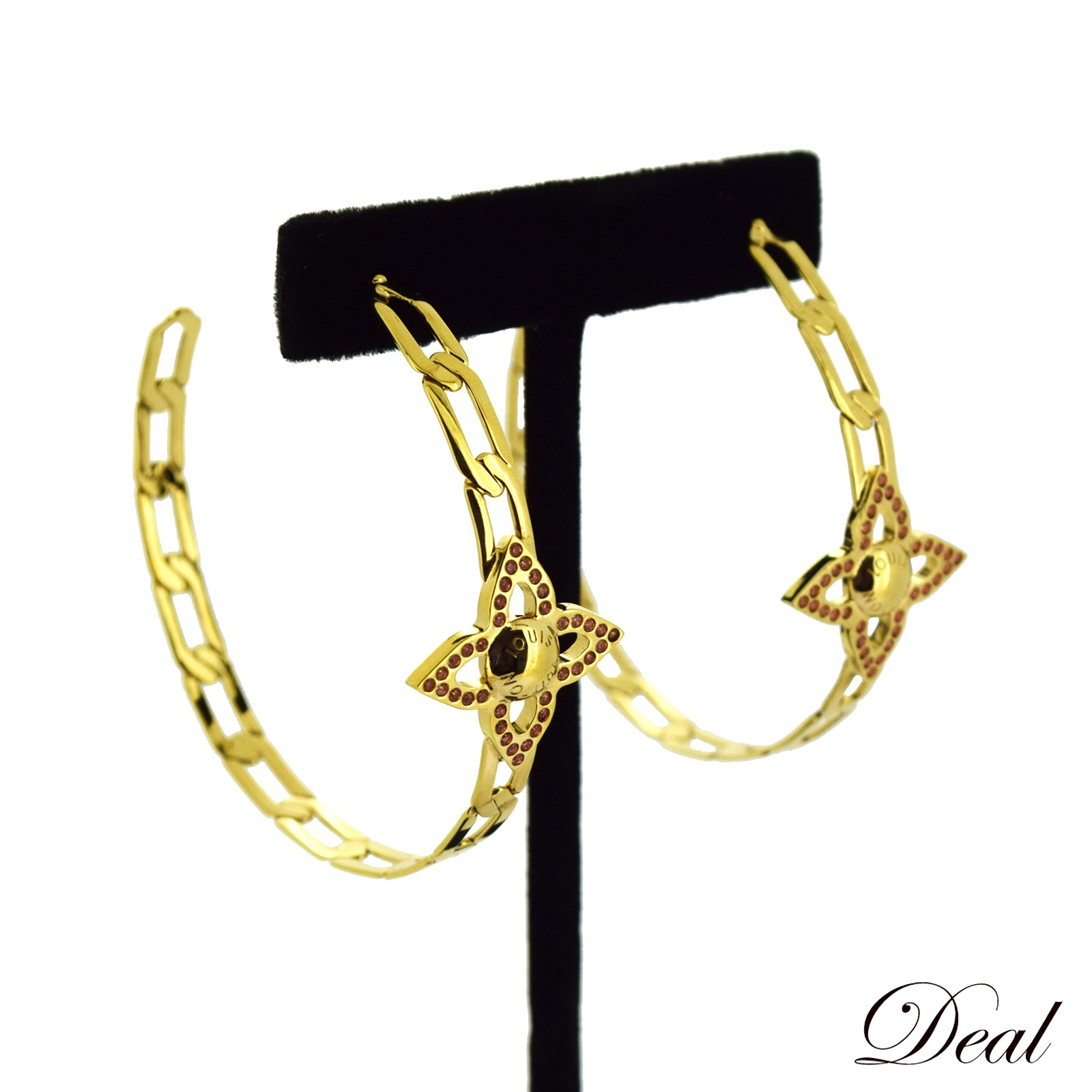 ルイヴィトン クレオール フラワーパワー ラインストーン フープピアス 14068 レディース ピアスLV