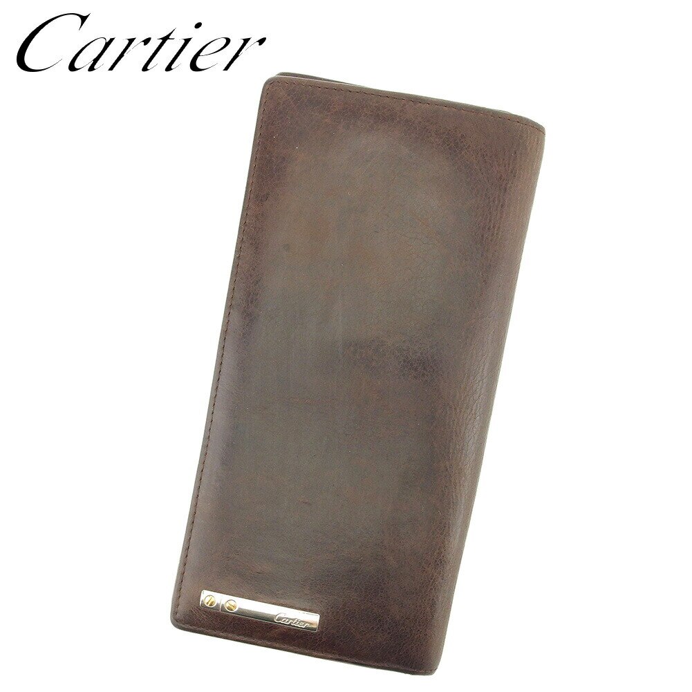 長財布 ファスナー付き 長財布 サントス ブラウン 中古