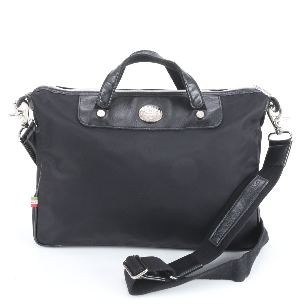 美品 レザー×ナイロン 2WAY ショルダーバッグ 斜め掛け メッセンジャー ビジネス 通勤 トート A4 メンズ RWE DY12-5 中古