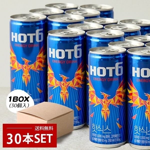 [ロッテ] LOTTE HOT6 / 1箱(250ml×30缶) エナジードリンク 韓国ドリンク 韓国飲料 ロッテ HOT6 保存料不使用 箱売り 日本バージョン