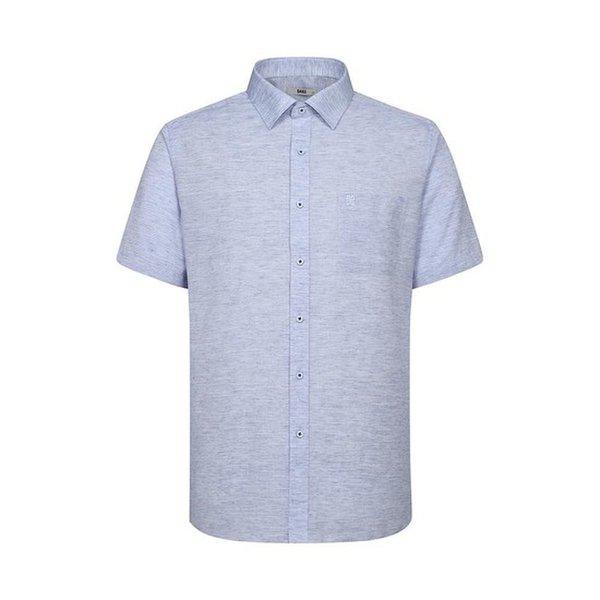 リネン混紡 ソリッドパターン 半袖シャツ___DLS3SHDS121B1