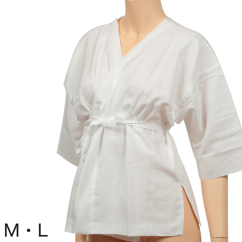 日本製 レディース 綿100％二重合わせガーゼ 背紐付き 真綿入り肌襦袢 (M・L)(和装下着 八重の下着本舗 婦人用 女性用 着付け 肌じゅばん 花嫁用 留袖用 振袖用 共袖 半袖 保温 温かい 暖