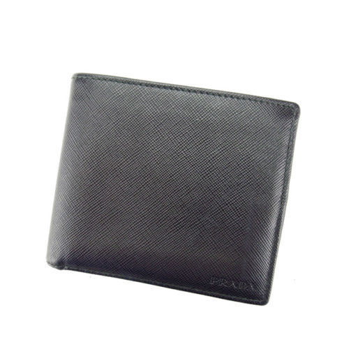 二つ折り財布 ロゴ ブラック 中古