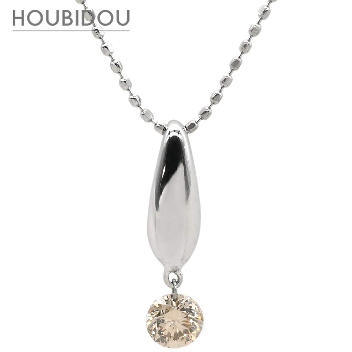 ネックレス ダイヤ 0.20ct ホワイトゴールド 18K 750 WG 18金 ブラウンダイヤ 1P スウィング ネックレス 【中古】