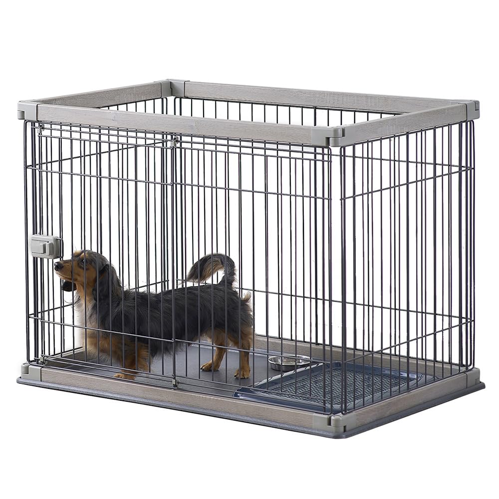 アイリスオーヤマ(IRIS OHYAMA) 犬 サークル ウッディサークル アッシュグレー 小型犬用 幅97.5×奥行66.5×高さ71cm PWSR-960V