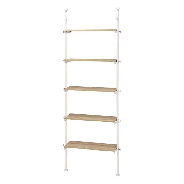 突っ張り5段ラック ナチュラル/ホワイト・幅70×奥行24×高さ187264cm KTR-3155WH