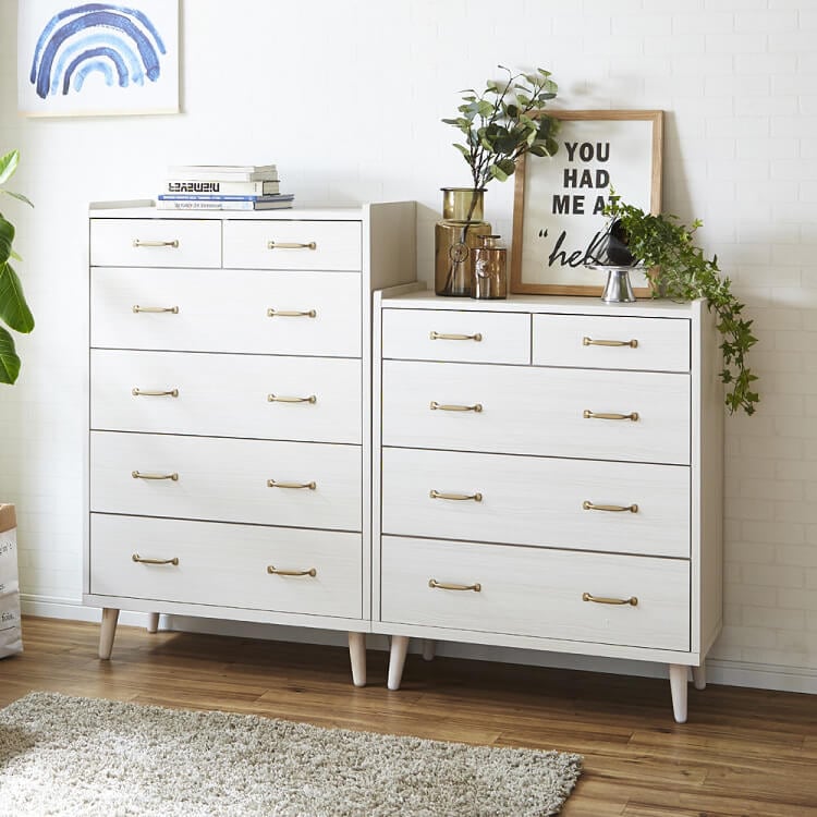 北欧風チェスト 4段ハイチェスト 大引出スライドレール デザインチェスト オシャレ 飾り棚 ボード