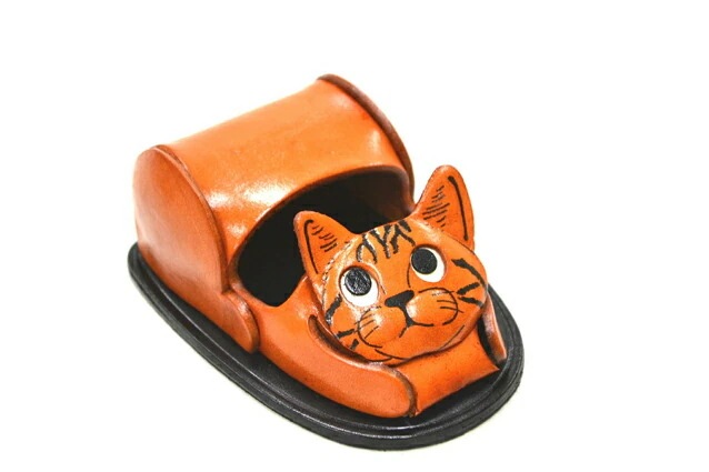 スマホスタンド　ねこ レザー/本革 VANCA/バンカクラフト