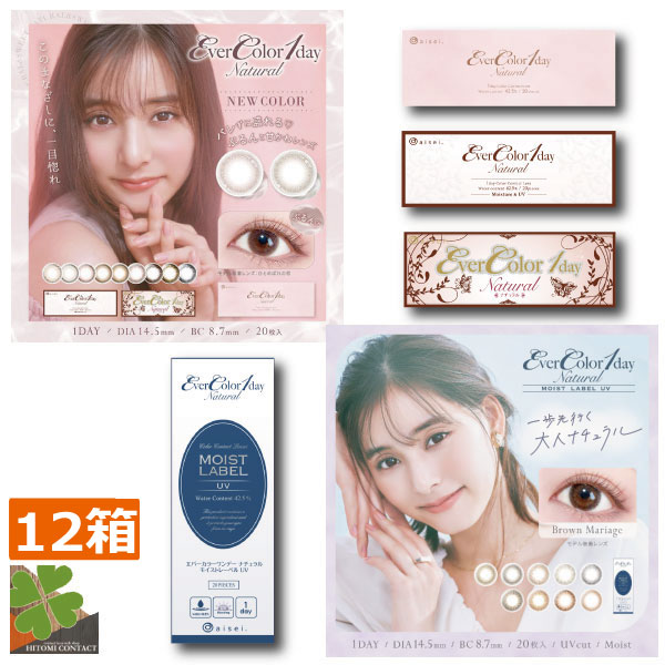 エバー カラー ワンデーナチュラル/モイストレーベル　(1箱20枚入）　12箱　新色追加　安斉かれん