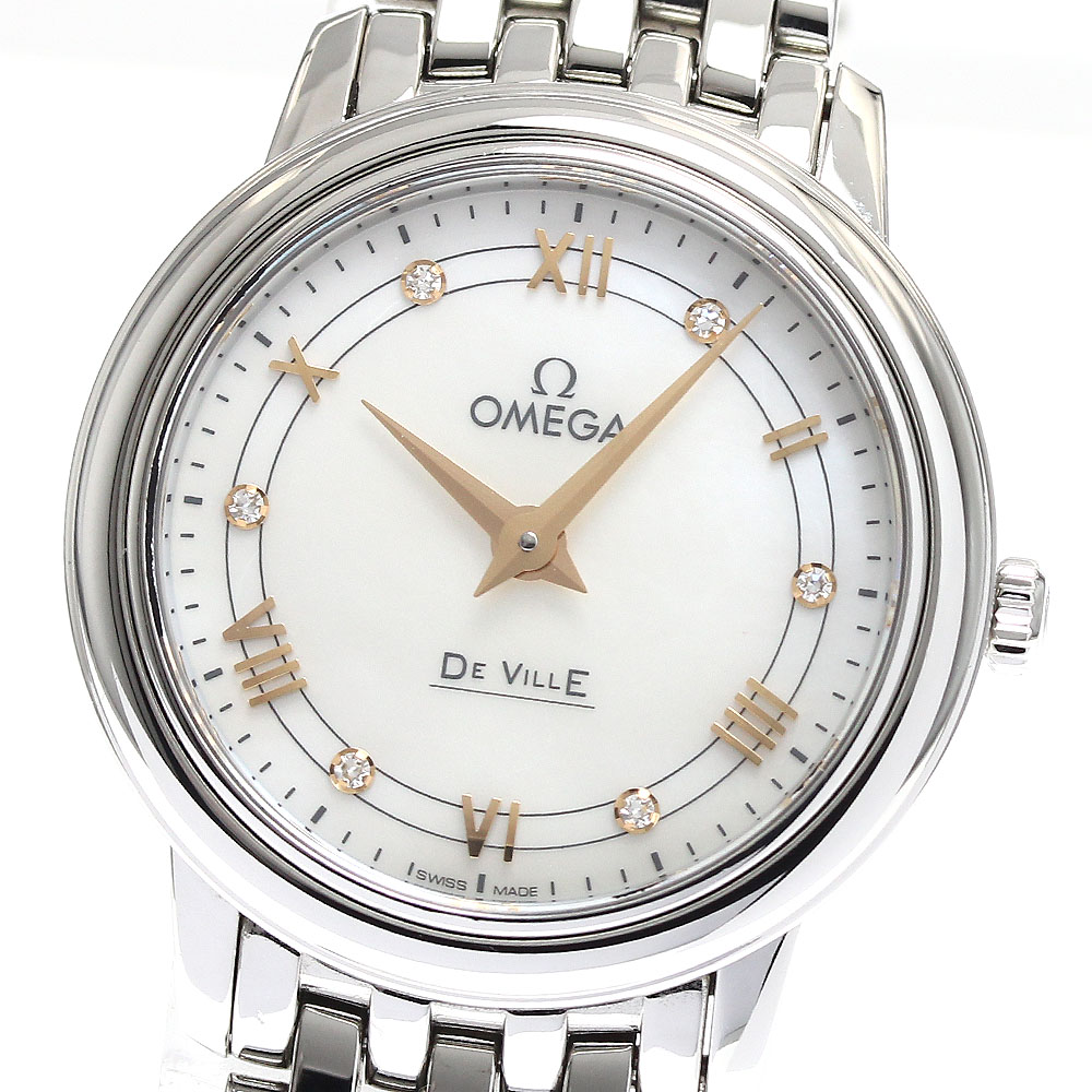 オメガ OMEGA 424.10.27.60.55.001 デビル プレステージ 6Pダイヤ クォーツ レディース 良品 箱・保証書付き_897269【中古】
