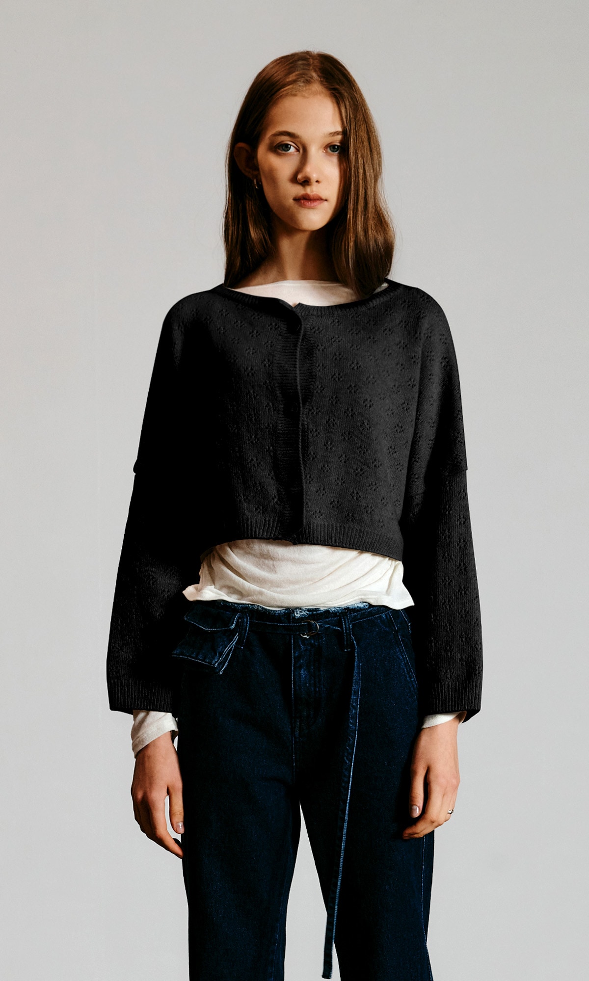 【J.CHUNG】 MELLE KNIT CARDIGAN : BLACK