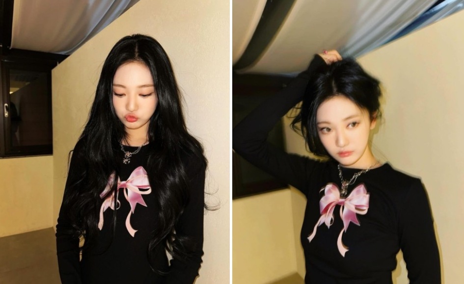 aespaNINGNING/IZ*ONE KWON EUNBI 着用/ DOUBLE RIBBON SLIM CROP LONG SLEEVE