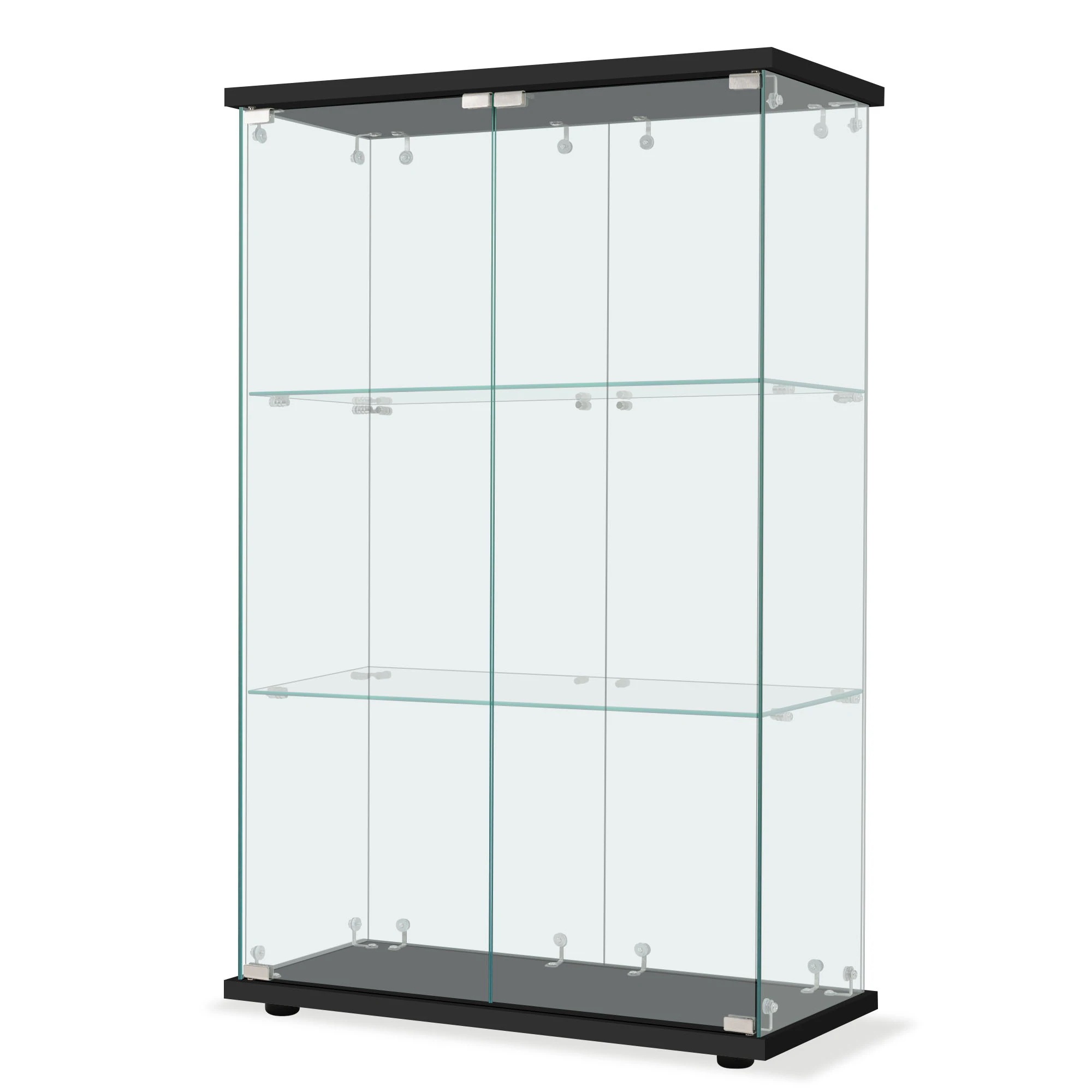 【急速出荷!】コレクションケース 両扉タイプ 大型 ワイドタイプ ガラスディスプレイキャビネット フィギュアケース 3段 強化ガラス 全面ガラス サイズ:幅80.5×奥行36.5×高さ125.5cm