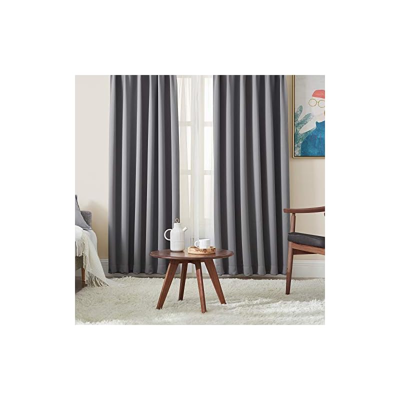 Hansleep カーテン 1級遮光 4枚セット 幅100cm丈150cm グレー 断熱 防寒 防音 省エネ 厚手 無地 おしゃれ 洗える リビング用 (カーテン2枚レース2枚)