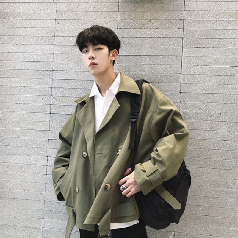 トレンチコート メンズ ショート カジュアル 春 チェスターコート トップ アウター ミリタリー お