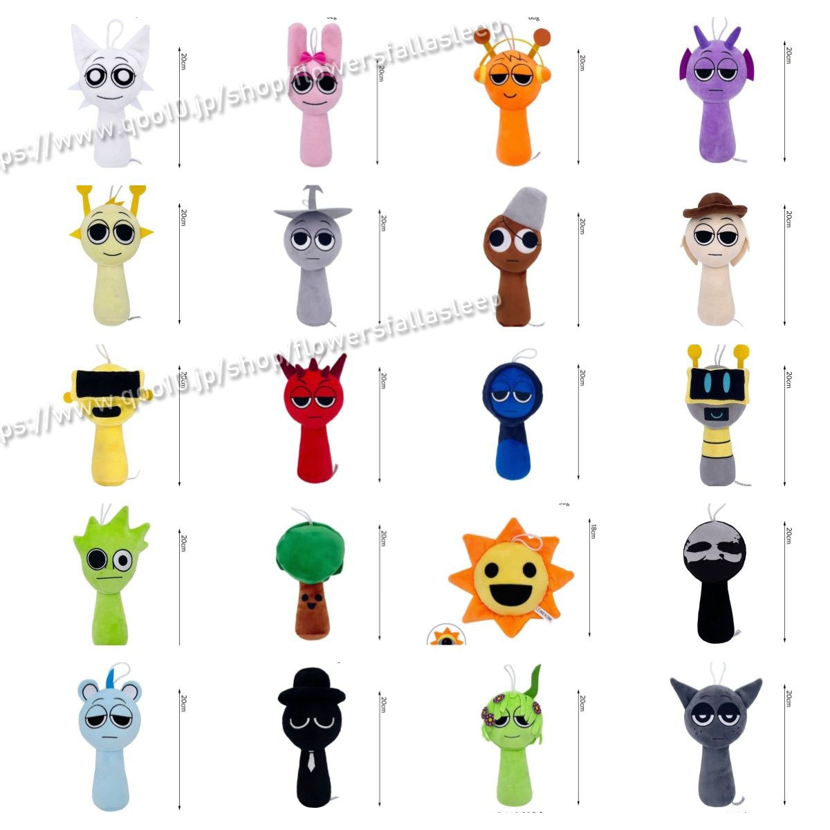 20体セット15体セットかわいい Sprunki ぬいぐるみ ウェンダ スプランキー ぬいぐるみ 子供 大人用 ホラー音楽ゲーム 人形 柔らかい 飾り 装飾品 誕生日 プレゼント クリスマ