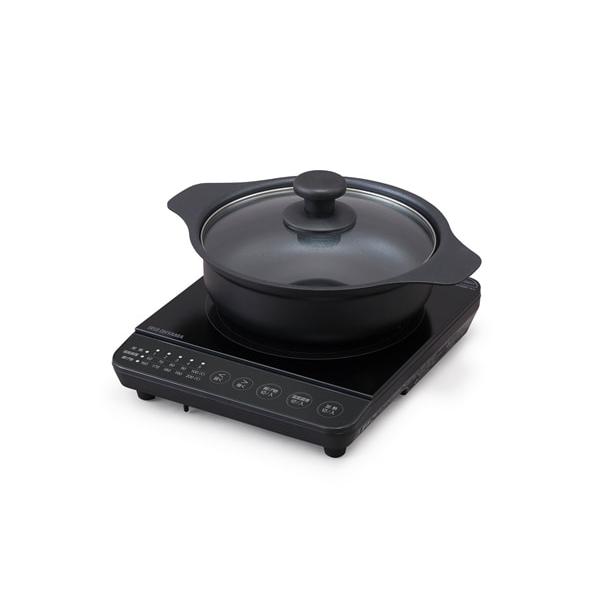 アイリスオーヤマ IHコンロ鍋セット 1000W ブラック IHKP-T39220-B
