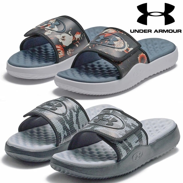 アンダー アーマー メンズ スライドサンダル UAイグナイトプロ8 グラフィック スライド ベルクロ ブラック / ダウンポアグレー ブラック / アンスラサイト / ブラック 6003648