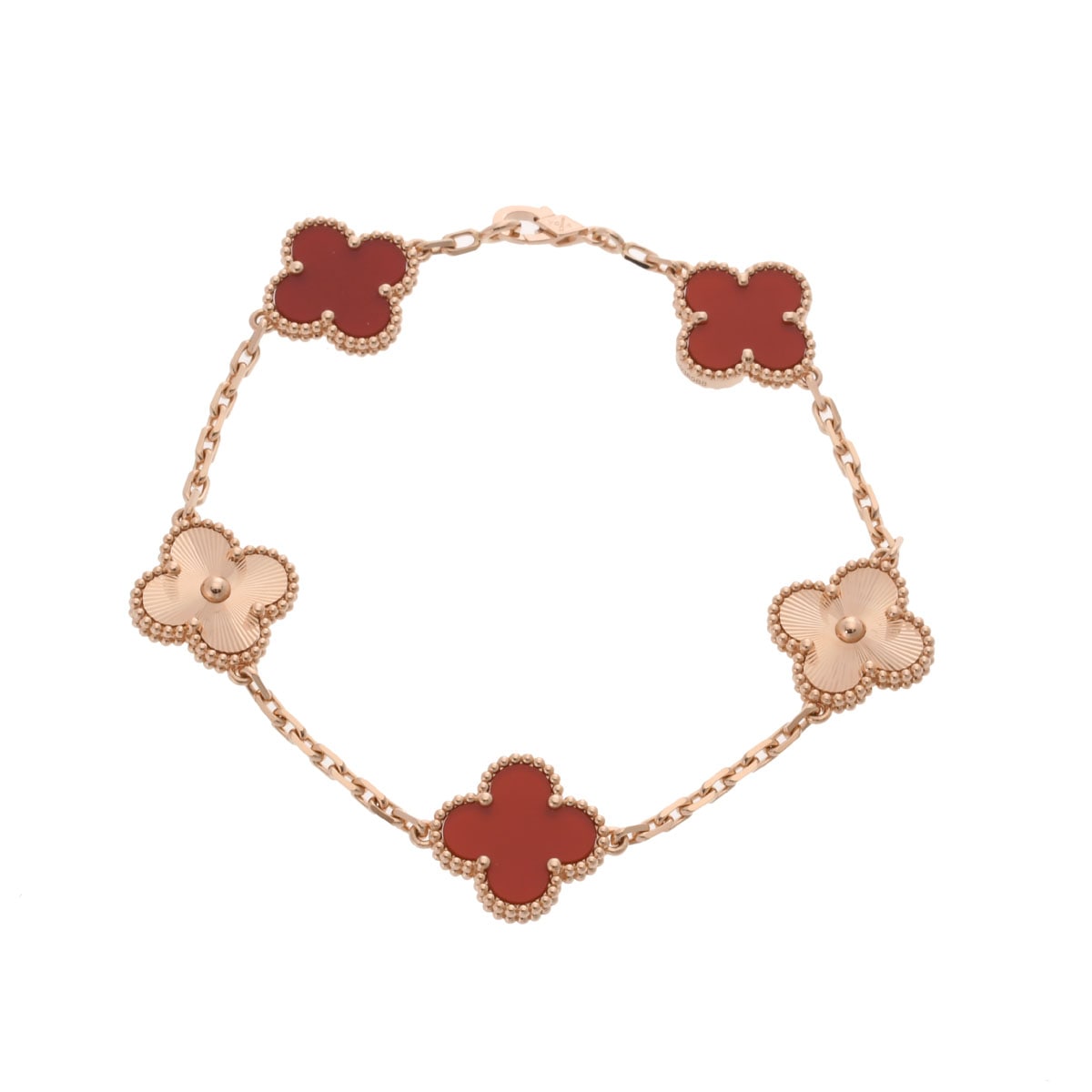 ヴィンテージ アルハンブラ 5モチーフ ギヨシェ VCARP7RP00 レディース K18ピンクゴールド PG ブレスレット Aランク 中古 銀蔵