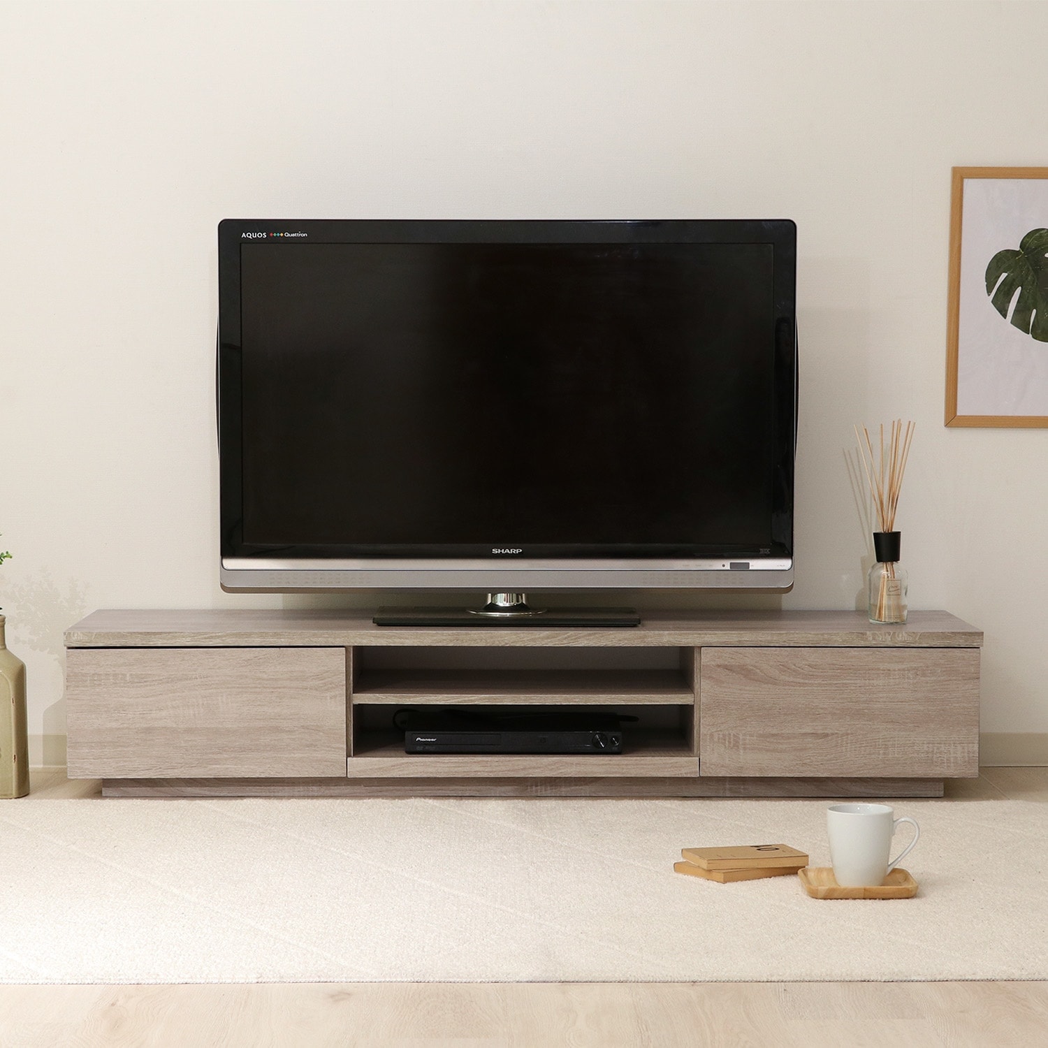 TVボード　150幅　ホワイトオーク ブラウン 収納付き テレビ台 テレビボード AVボード テーブル 棚