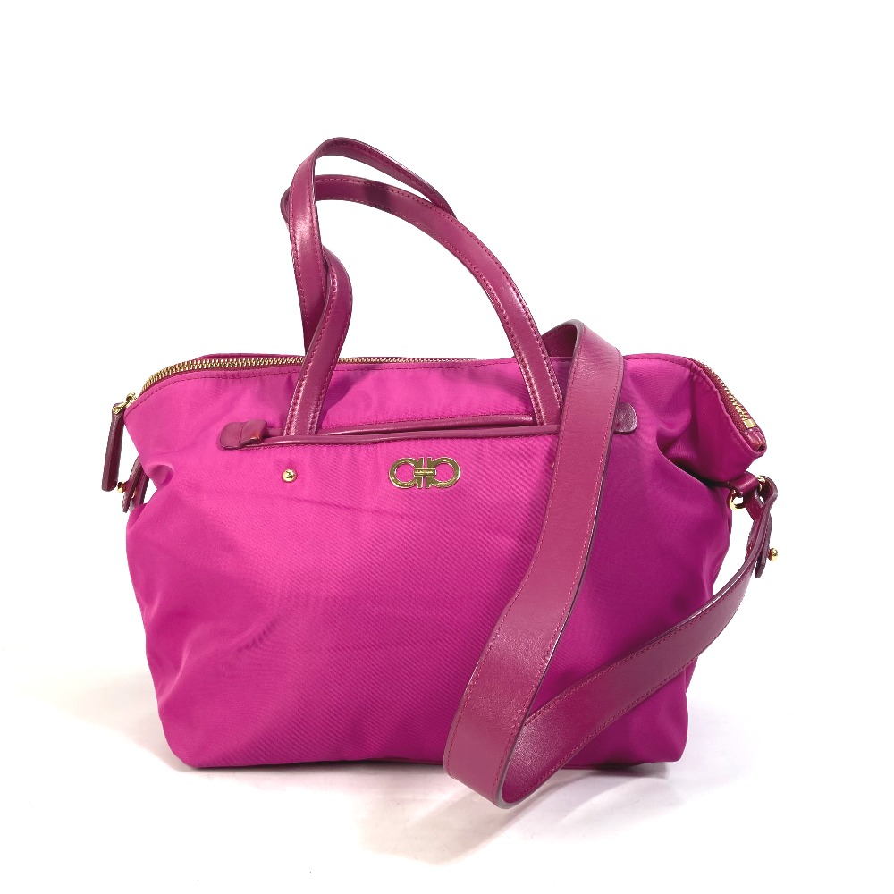 ハンドバッグ トートバッグ ガンチーニ 2WAY ショルダーバッグ カバン ナイロン/レザー ピンク系