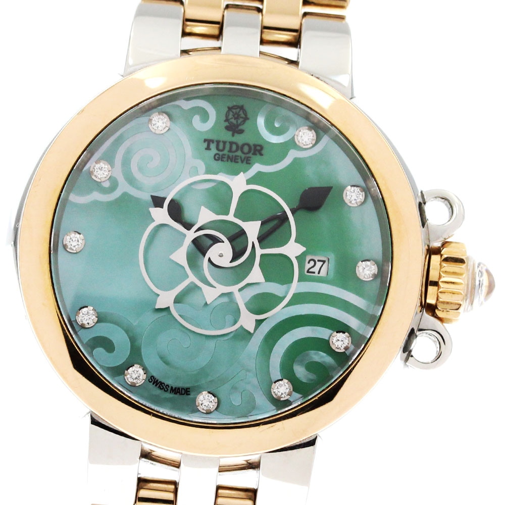 チュードル TUDOR 35401 クレア ドゥ ローズ デイト 自動巻き レディース 保証書付き_869042【中古】