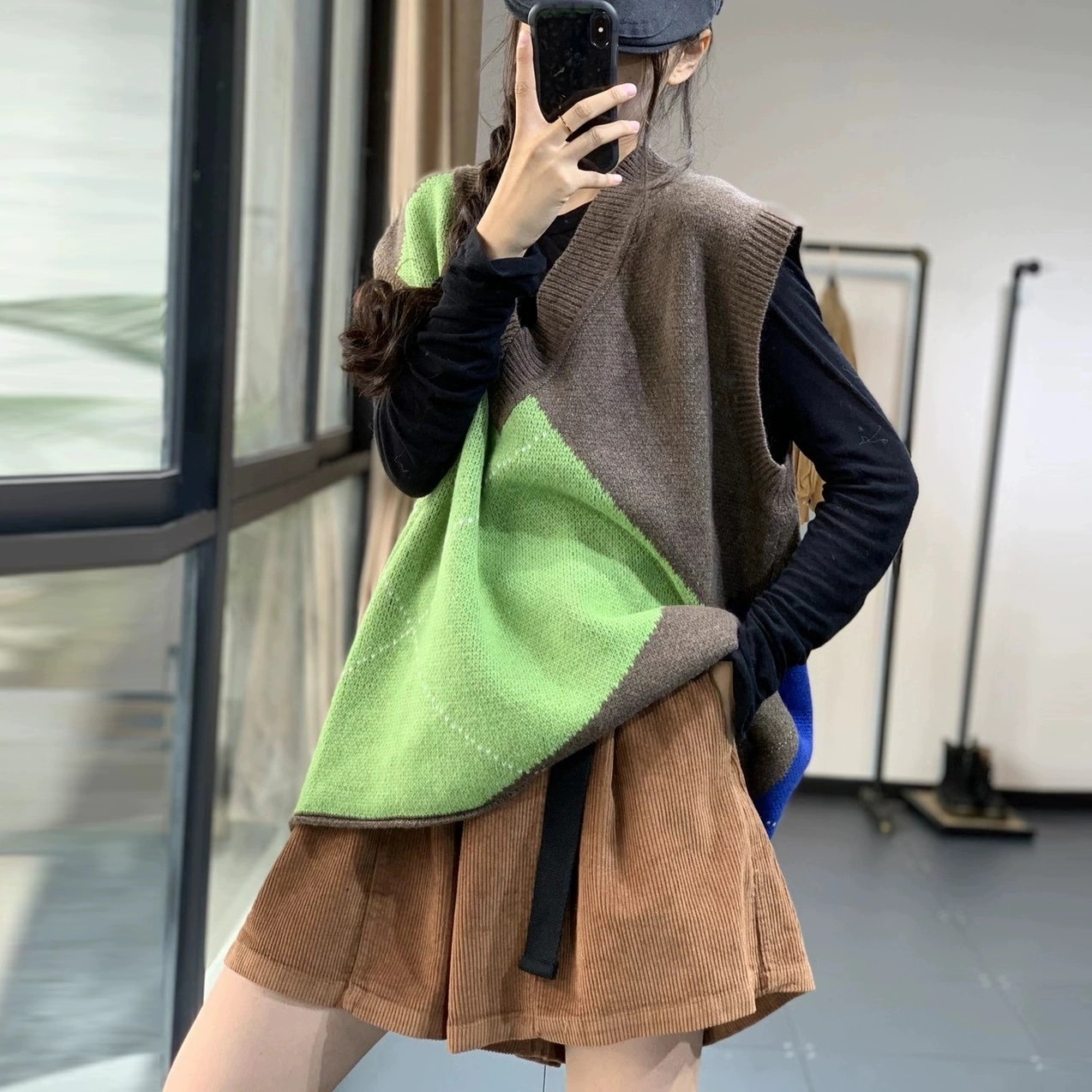 今年は綺麗なセーターが流行していますのだらだらしたレトロなカジュアル韓国若見え大きいサイズ ニット ベスト