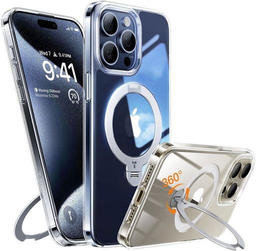 iPhone 16 Pro Max 用 ケース ゼンマイ式スタンド 縦横両対応 iPhone