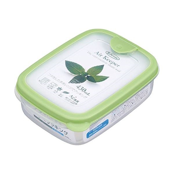 （まとめ） スナックケース/保存容器 ソフトグリーン 430ml 抗菌効果 食洗機可 エアキーパー 60個セット