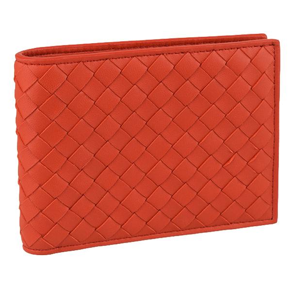 BOTTEGA VENETA 148324-V001N-6552 ボッテガヴェネタ 二折小銭財布 イントレチャートラムレザー テラコッタ （オレンジ系）