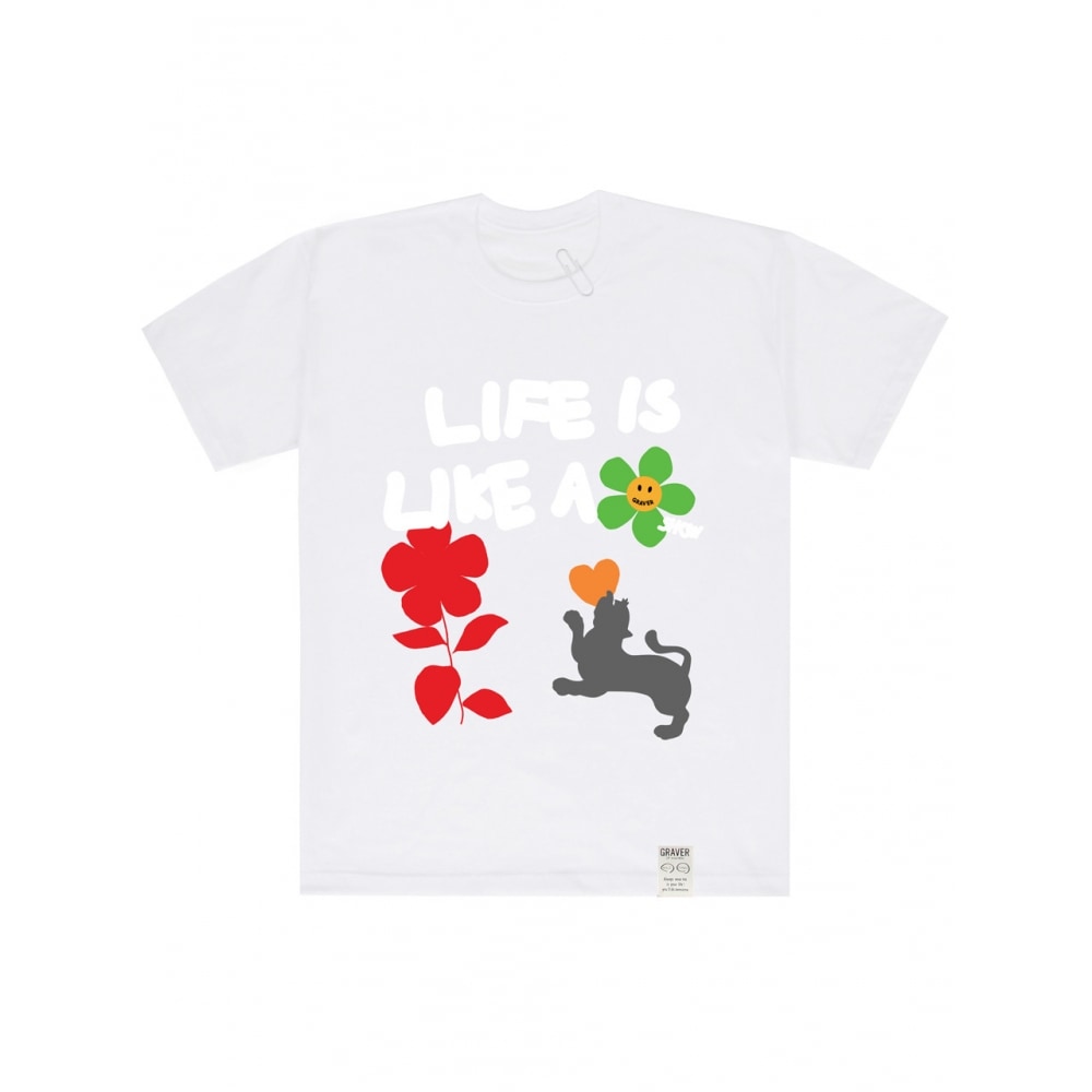 GRAVER ビッグライフロゴマルチグラフィックショートスリーブ T シャツホワイト
