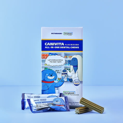 [フェスルームx東国製薬 コラボ] カニビタ オールインワン デンタルチュー 14g*30chews (420g) 犬 栄養 おやつ 犬 ガム デンタルガム