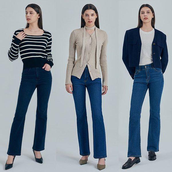 24FW 女性 秋 ライクラ デニム 3種