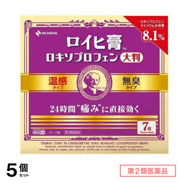 第２類医薬品 ロイヒ膏ロキソプロフェン 大判 10×14cm 7枚 (RXL7) 5個セット