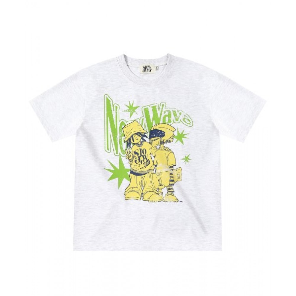 スローアシッドティーン用半袖Tシャツ [メランジライトグレー]