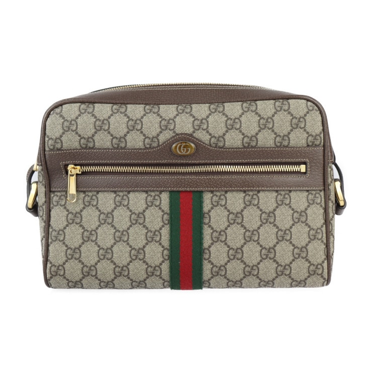 美品 GUCCI グッチ ショルダーバッグ 517080 オフィディア GGスモール ショルダーバッグ シェリーライン GGスプリームキャンバス レザー ベージュ エボニー ゴールド金具 クロスボディ